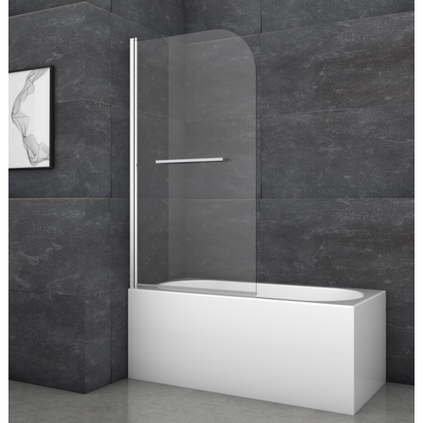 Шторки скляні на ванну Koer SR BS02-80x140-TR-01 прозоре скло 6мм, хром (KR5401)