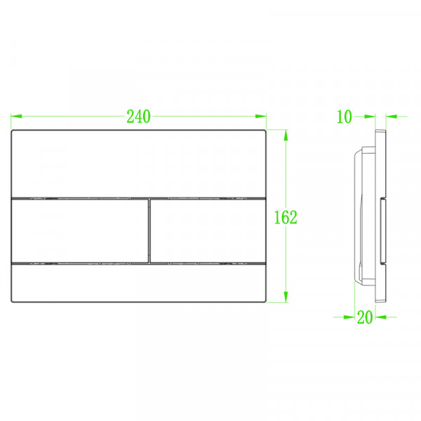 Панель змиву Koer KT-0603-01 240x160x10mm пластикова, кнопка лінійна (KR5319)