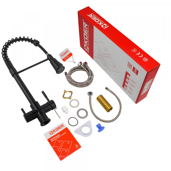 Змішувач для кухні Koer KB-72025-05 з виходом для питної води (вилив - пружина) (KR5015)