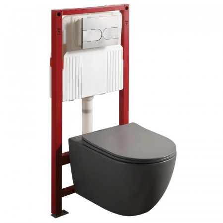 MIXXUS PREMIUM ELLIPSE-SET-2101 GRAY Комплект: Унітаз система змиву TORNADO 3.0+ Інсталяція з панеллю змиву GUN GRAY (MP6668)