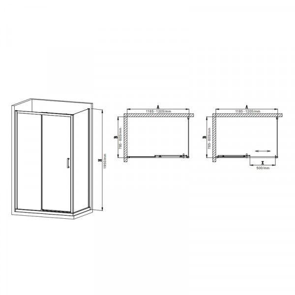 Душова кабіна без піддону Mixxus Premium DIVERSE SC03-120x80x195-TR Black прозоре скло 6мм (MI6868)