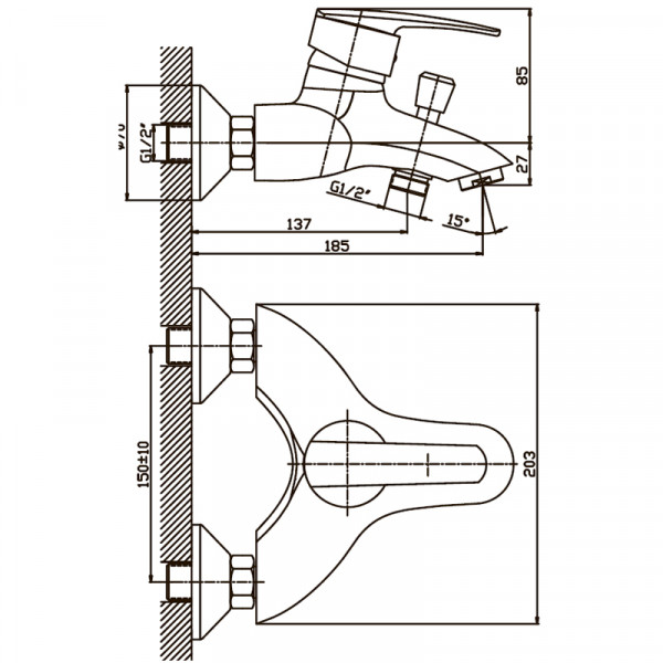 Змішувач для ванни Haiba Agat 009 (HB0007)