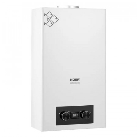 Газова колонка Koer KWH.G0110 WHITE димохідна 10 л/хв, колір білий (KR5553)