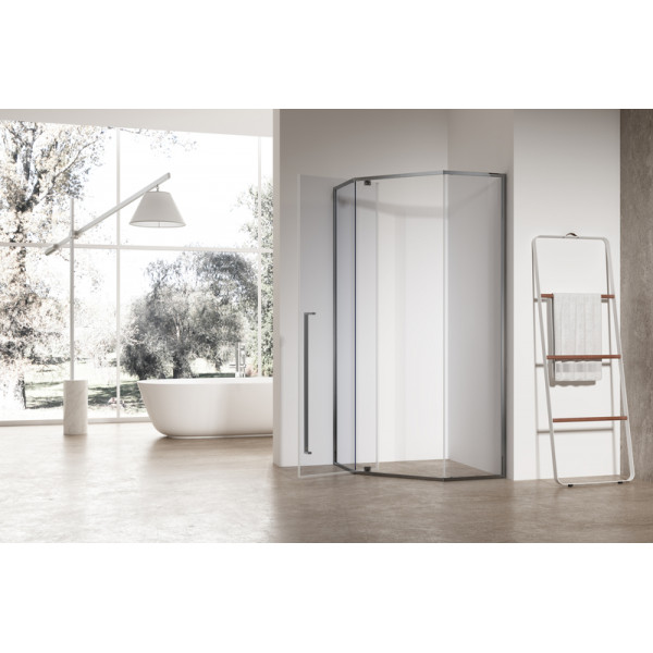 Душова кабіна без піддону Koer SR SC06-90x90x200-TR-07 прозоре скло Easy Clean 8мм, графіт (KR5366)