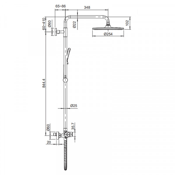 Душова колона з термостатичним змішувачем Koer KB-55014-01 (Колір хром) (KR4732)
