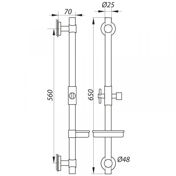 Стойка для душа Zerix L1106 с мыльницей (без шланга и лейки) (LL1758)