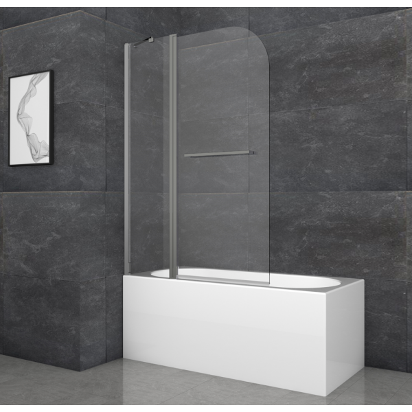 Шторки скляні на ванну Koer SR BS04-95x140-TR-07 прозоре скло 6мм, графіт (KR5404)