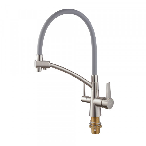 Кухонный смеситель с силик. изливом и вых. для питьевой воды KOER KB-72003-02 (KR3374)