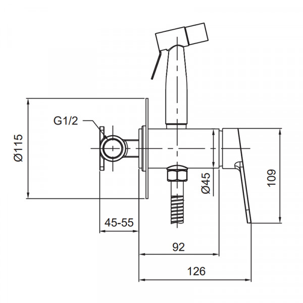 Змішувач для гігієнічного душу Koer KI-23016-02 (з нерж. сталі) (Колір нерж) (KR4793)