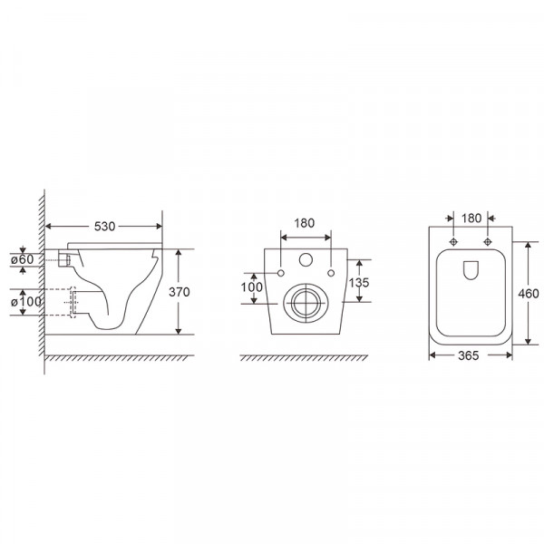 Унітаз підвісний Mixxus Premium STYLE-0301-T1 530х365х370mm система змиву TORNADO 1.0 (MP6691)