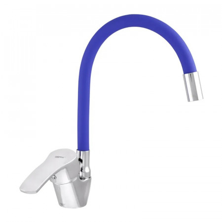 Змішувач для кухні ZERIX YUB 279 с синім гнучким виливом (ZX0445)