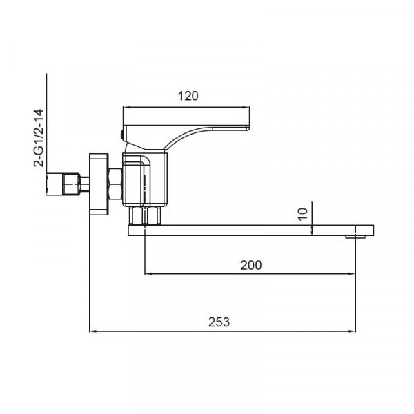 Змішувач для кухні настінний Koer KB-73010-05 (Колір чорний) (KR3491)