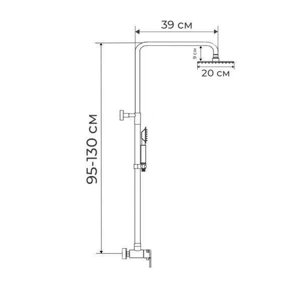 Душова колона зі змішувачем для душ. кабіни (нерж.сталь) Mixxus SUS-003-J (SS0020)