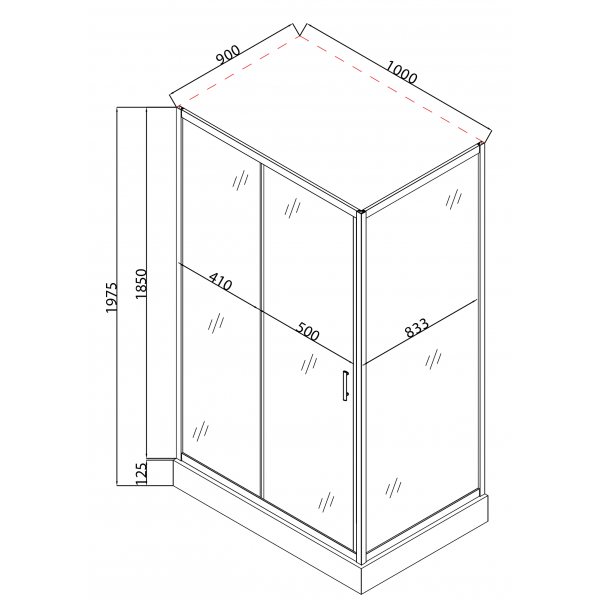 Душова кабіна з низьким піддоном Mixxus HARD SCT01-100x90x198-TR CHROME прозоре скло 5мм (MI6909)