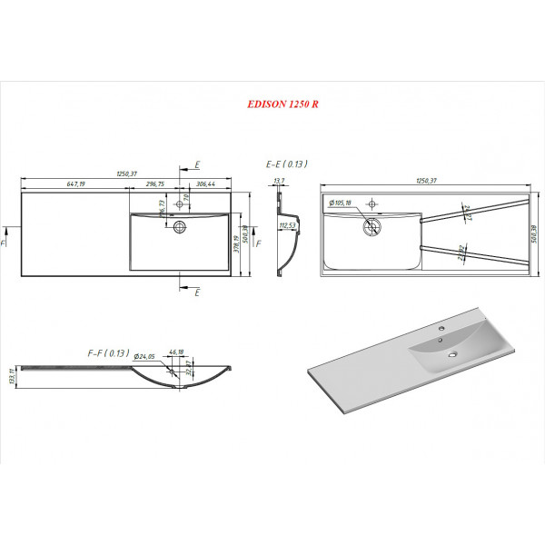 Edison 1250 L/R - білий глянсoвий - Cправа