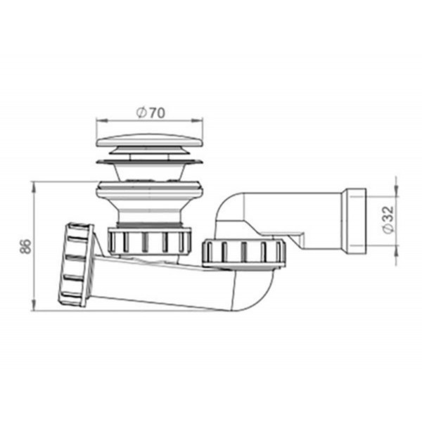 Злив до ванни, 70мм PREVEX