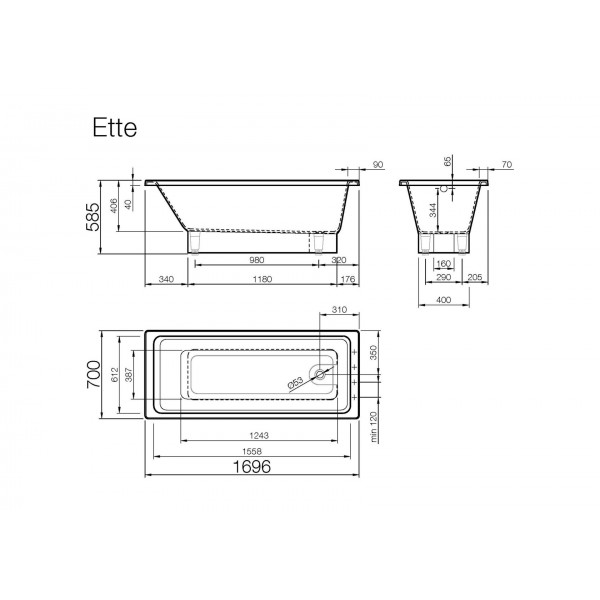 Ванна окремостояча Ette - білий матовий
