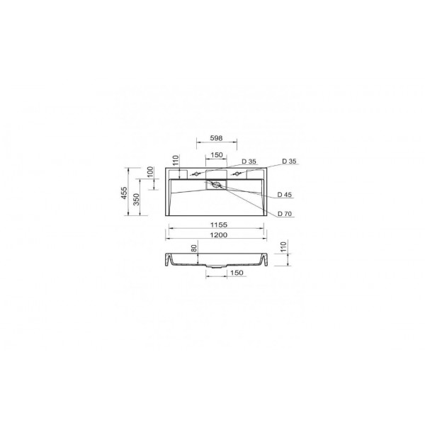 Vitold 1200 C (під один змішувач) - білий глянсoвий