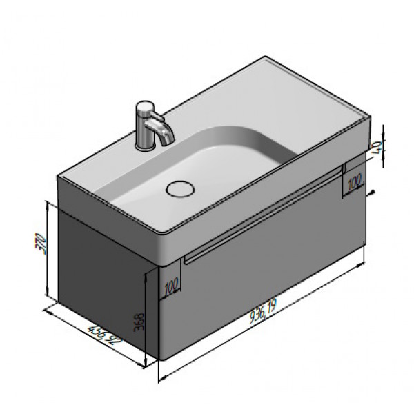 EDGE-1 один цільний ящик - білий глянсoвий - 950 - Без умивальника