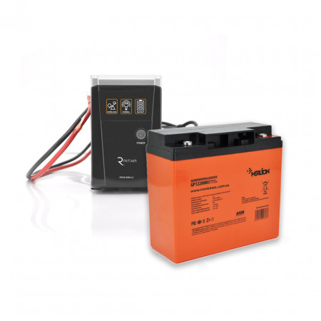 Комплект ИБП RITAR RTSW-600 LED с АКБ MERLION AGM 12V 60 Ah