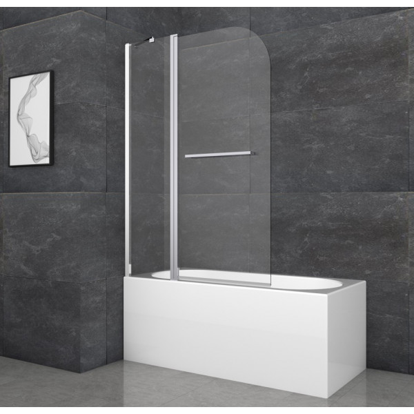 Шторки скляні на ванну Koer SR BS04-95x140-TR-01 прозоре скло 6мм, хром (KR5403)