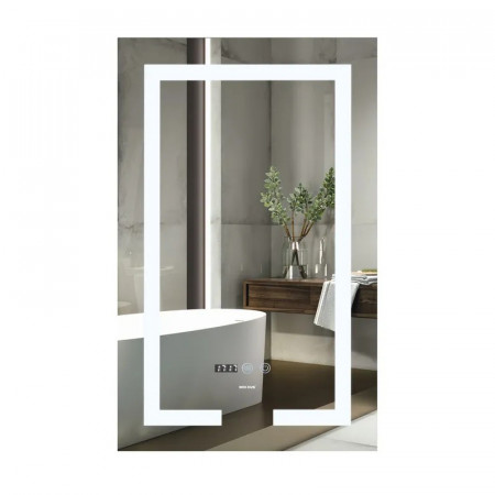 Дзеркало Mixxus HARD MR06-60x80-CASE з Led Touch, Anti-fog, димером, регулятором яскравості, годинником (MI7157)