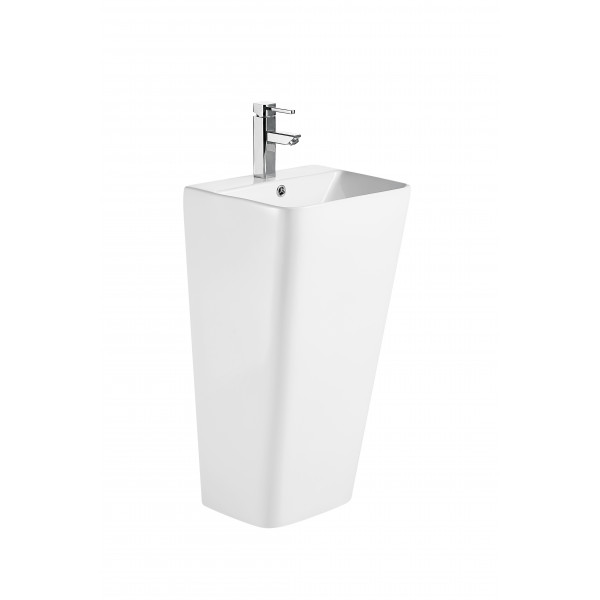 Раковина моноблок Mixxus STYLE-1101 з отвором під змішувач та переливом 440х380х830mm (MI6696)