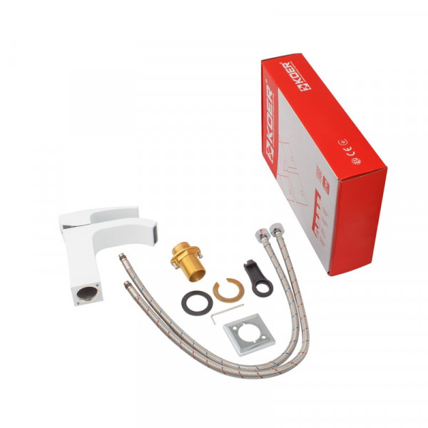 Змішувач для умивальника Koer KB-12007-04 (Колір хром+білий) (KR5151)