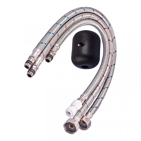 Кухонний змішувач на дві води Zerix LUX-024 Graphite з висувною лійкою (нерж. сталь) (ZX5557)