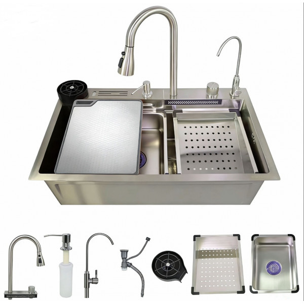 Мийка багатофункціональна Zerix ZH7546-SET-06 Micro Decor SS Color з вбудованим змішувачем з нерж.сталі (ZM5590)