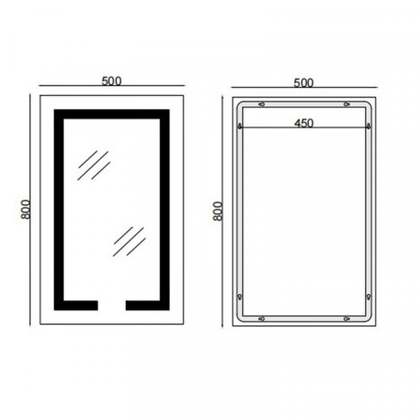 Дзеркало Mixxus HARD MR06-50x80 з Led Touch, Anti-fog, димером, регулятором яскравості, годинником (MI6011)