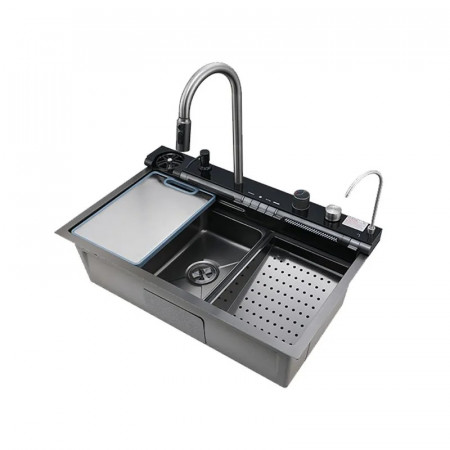 Мийка багатофункціональна Zerix ZH7546-SET-05 Decor Graphite з вбудованим змішувачем з нерж.сталі (ZM5592)