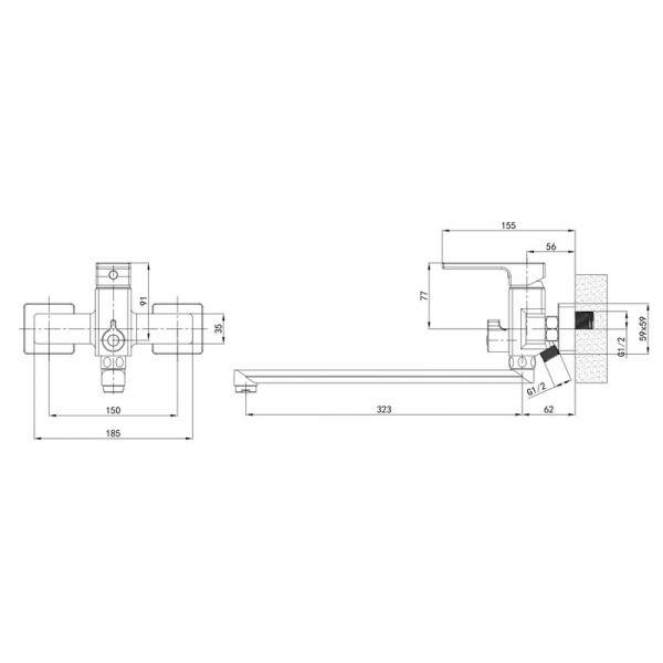 Змішувач для ванни Mixxus Premium DANTE 006 EURO White-Chrome (MI6794)