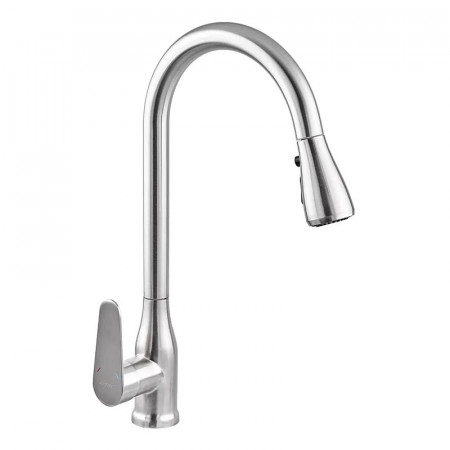 Змішувач для кухні з висувною лійкою Zerix PUL-014 з нерж. сталі SUS304 (ZX5034)