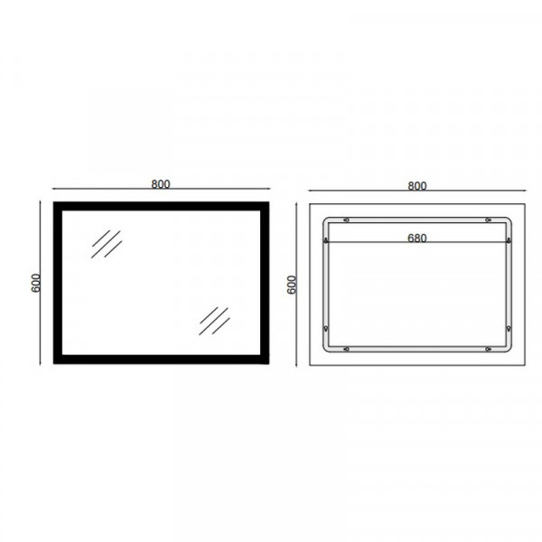 Дзеркало Mixxus FLAT MR04-80x60 з Led Touch, Anti-fog, димером, регулятором яскравості, годинником (MI6928)