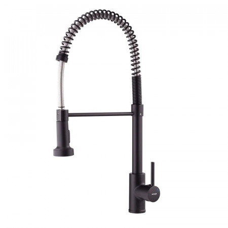 Змішувач для кухні з виливом пружина Mixxus Premium SPRING 017 BLACK (MI6951)