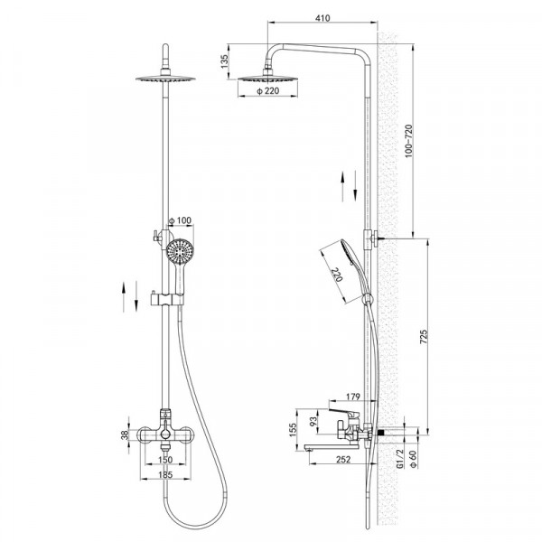 Душова колона зі змішувачем Mixxus Premium MONE 009-J Graphite (MI6783)