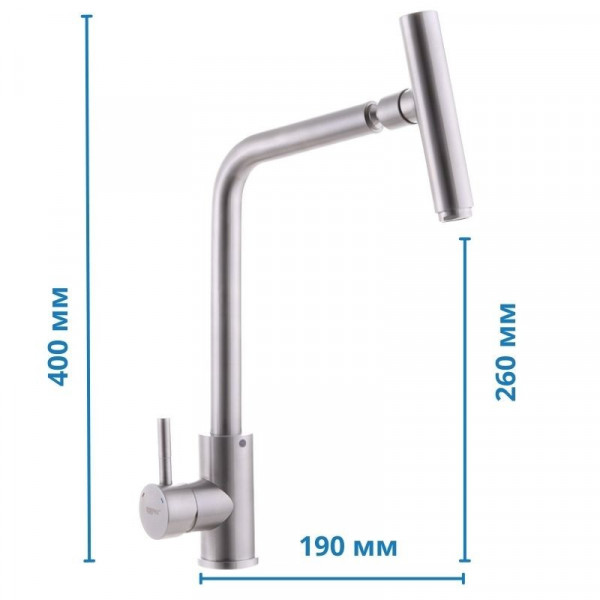 Змішувач для кухні з нерж. сталі SUS304 Zerix SUS-017 (ZX3143)