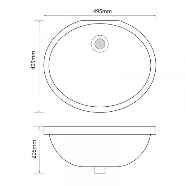 Раковина врізна під стільницю MIXXUS PREMIUM TOPPER-1701 495х405х205mm з переливом (MP6568)