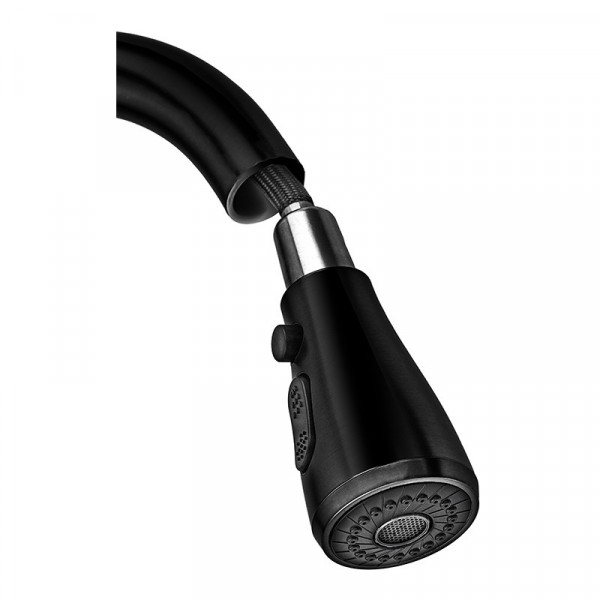 Змішувач для кухні з висувною лійкою Zerix PUL-014 Black з нерж. сталі SUS304 (кол. чорний) (ZX5035)