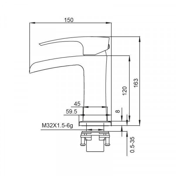 Змішувач для умивальника KOER KB-14007-05 водоспад (Колір чорний) (KR3447)