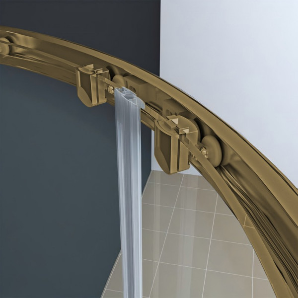 Душова кабіна без піддону Koer SR SC04-90x90x195-TR-12 прозоре скло Easy Clean 5мм Матове золото (KR5681)