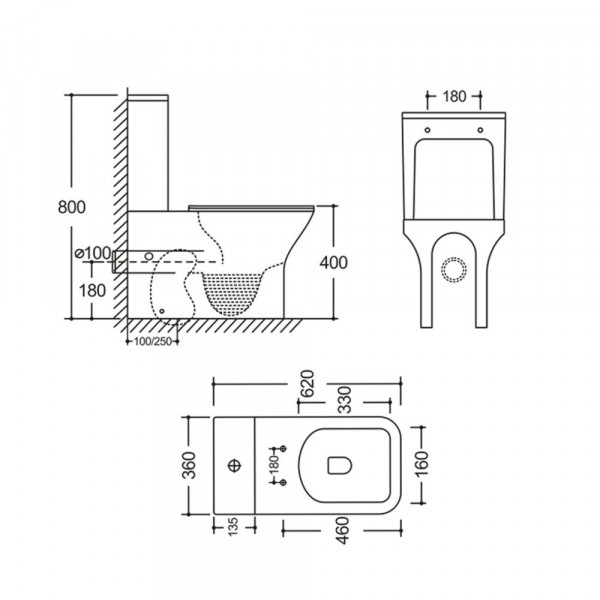 Унітаз-компакт Mixxus STYLE-0403-R 620х360х800mm, система змиву RIMLESS (MI6727)