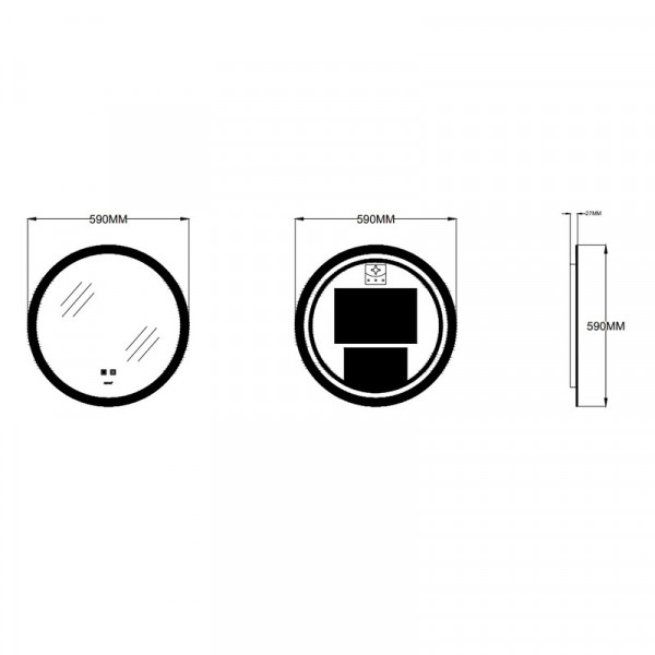 Дзеркало Zerix Solo MC02-60 з LED Touch, Anti-fog, димером, регулятором яскравості (ZX6065)