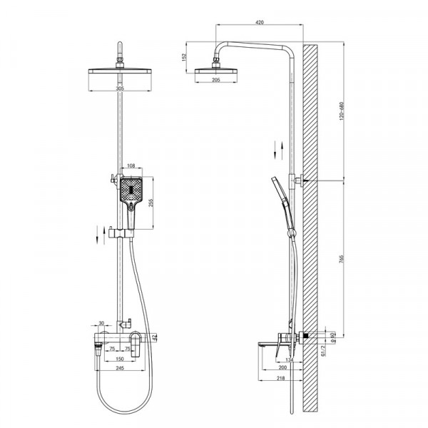 Душова колона зі змішувачем Mixxus Premium Degas 009-J (MI8250)