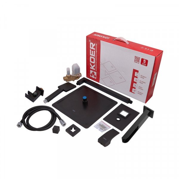 Вбудована душова система із змішувачем водоспад Koer KB-68007-05 (Колір чорний) (KR3467)