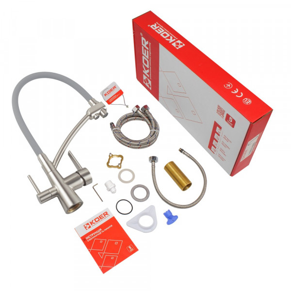 Кухонний змішувач з силік. виливом і вих. для питної води KOER KB-72003-02 (KR3374)