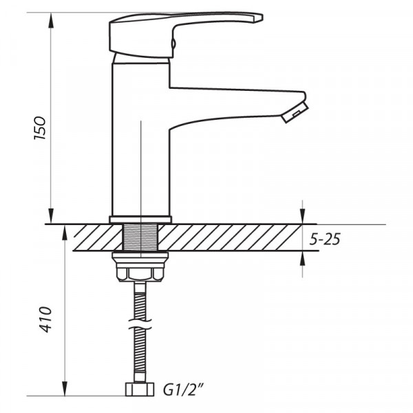 Змішувач для умивальника Zerix PUD1 045 колір нержавійка (ZX2795)