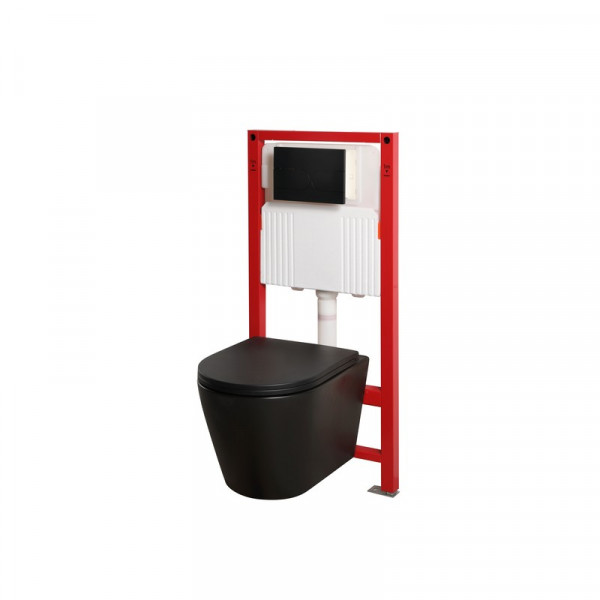 Комплект: Mixxus Premium Bevel-SET-2101 Black (в 2 ящ) Унітаз система змиву Tornado 1.0+ Інсталяція Koer KT-0404 + панель KT-0604-05 Black Mat (MP6669)