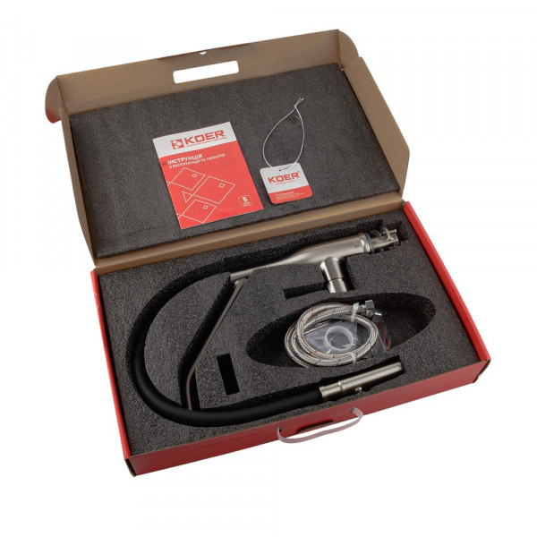 Змішувач для кухні Koer KI-70026-02 з чорним силіконовим виливом (KR5209)